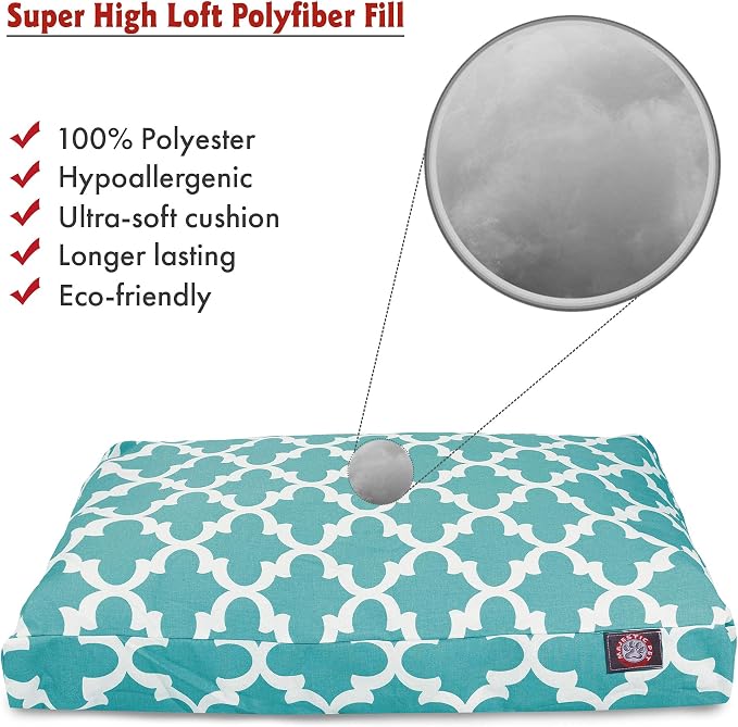 Teal Trellis Small Rectangle Indoor Outdoor Pet Dog Bed With Removable Washable Cover By Majestic Pet Products - Image 3