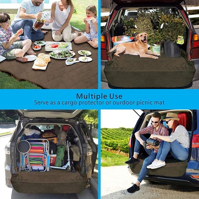F-color SUV Cargo Liner for Dogs - Heavy Duty Cargo Cover for Mid-Size SUVs | Water Resistant, Bumper Flap, Non-Slip Mat, Car Trunk Dog Car Seat Cover Prevents Scratches Pet Hair Mud Dirt for Sedans Vans - Image 6