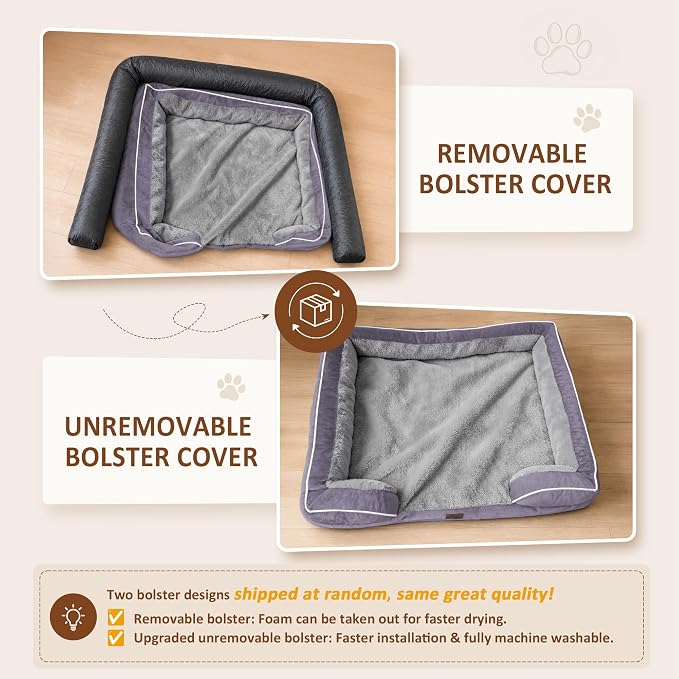 Comfort Expression Orthopedic Dog Bed for Extra Large Dogs with Bolster | Waterproof Dog Couch Bed with Washable Cover & Non-Slip Bottom, Supportive Egg Crate Foam XL Pet Bed, 42x30 Inch - Image 6