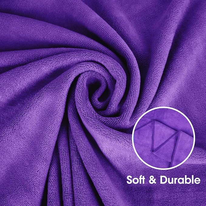 JML Microfiber Bath Towels, Violet, 30" x 60", 6 Pack | Oversized, Ultra Soft, Super Absorbent, Fast Drying, Perfect for Bathroom, Shower, Sauna, Yoga, Gym - Image 3