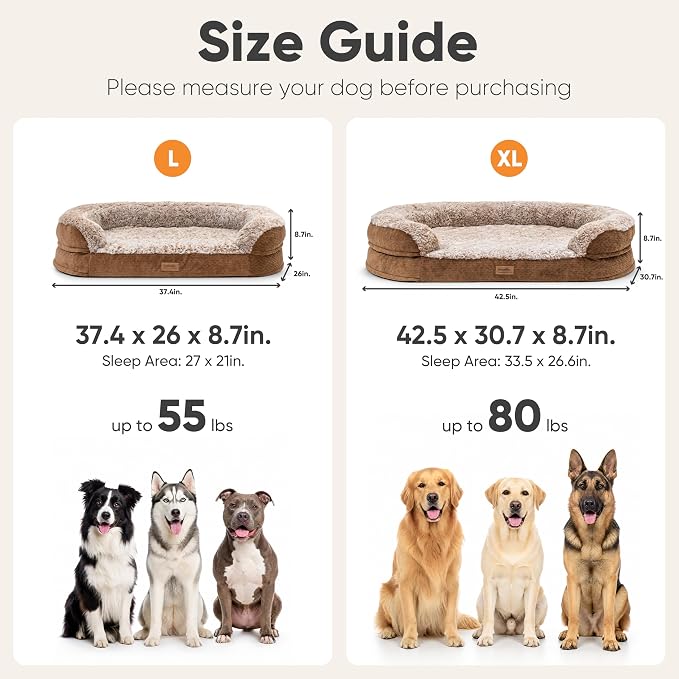 FUKUMARU X-Large Thickened Dog Couch Bed, Orthopedic, Waterproof & Washable | Heavy Duty Dog Sofa with 4" Extra-Thick Egg-Crate Foam, Relieves Joint Pressure, Fully Removable, Fits Extra-Large Dogs - Image 7