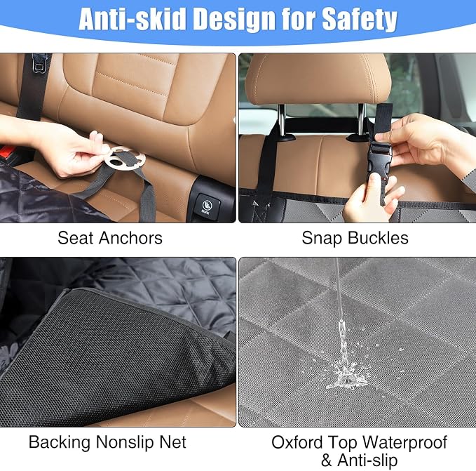 Kytely Dog Car Seat Cover XL, Heavy Duty Dog Seat Cover for Back Seat, 100% Waterproof Nonslip Hammock for Car with Side Flap, Scratch Proof Pet Back Seat Covers - Image 8