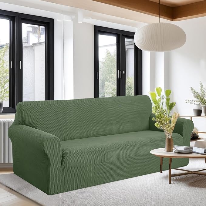 U-NICE HOME Oversized Stretch Couch Cover Slipcover, Loden Frost | 3 Cushion Sofa, 1-Piece Sofa cover, Washable, Pet friendly, Furniture protector, Polyester Spandex Jacquard fabric - Image 2