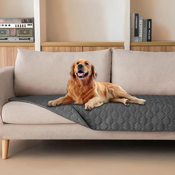 gogobunny 3X Stronger Waterproof Pet Blanket, Scratch Proof Furniture Protector for Dogs Cats, Reversible Cover 30x70 Inch, Dark Grey by gogobunny