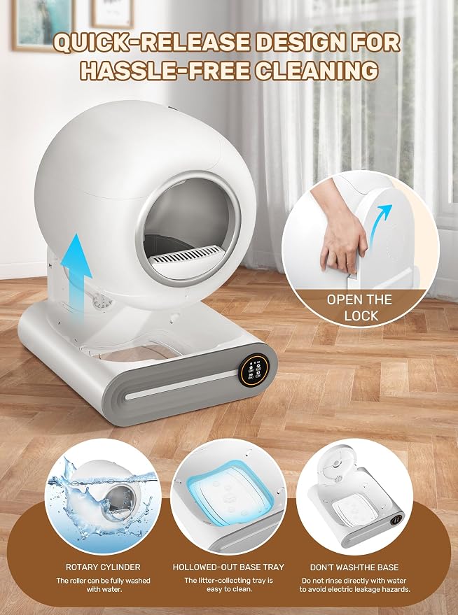 Automatic Litter Box, (2026) Multi-Function Upgrade Robot Self Cleaning Litter Box for Multiple Cats, 65L+9L Extra Large, APP Control, Deodorization, 3 Rolls Litter Bag Liners, 1 Odor Eliminator - Image 6
