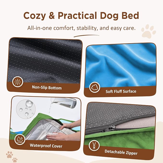 Comfort Expression Orthopedic Dog Bed for Extra Large Dogs with Bolster | Waterproof Dog Couch Bed with Washable Cover & Non-Slip Bottom, Supportive Egg Crate Foam XL Pet Bed, 42x30 Inch - Image 4