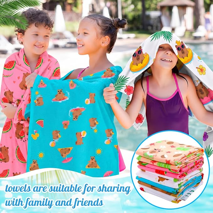 FuWeave 10 Pack Microfiber Beach Towel 28 x 55 Inch Oversized Large Thin Beach Towels for Pool Camping, Sand Free Lightweight Blanket for Women Adults Travel Swimming Sport (Capybara) - Image 6