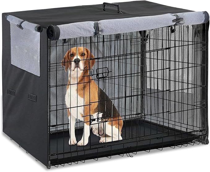 Dog Crate Covers 36 inch 1200D Built-in Anti-Freezing Felt for Outdoor | Pet And Small Dog Winter Anti-freeze Protection Dogs Crate Cover for 36 Inch Metal Wire Dog Crate - Only cover (Black) by Unknown