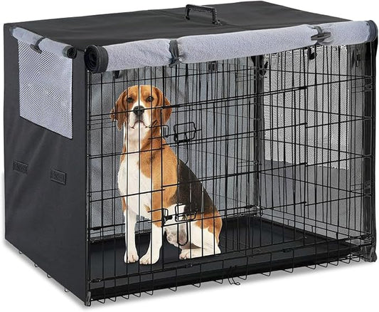 Dog Crate Covers 36 inch 1200D Built-in Anti-Freezing Felt for Outdoor | Pet And Small Dog Winter Anti-freeze Protection Dogs Crate Cover for 36 Inch Metal Wire Dog Crate - Only cover (Black) by Unknown