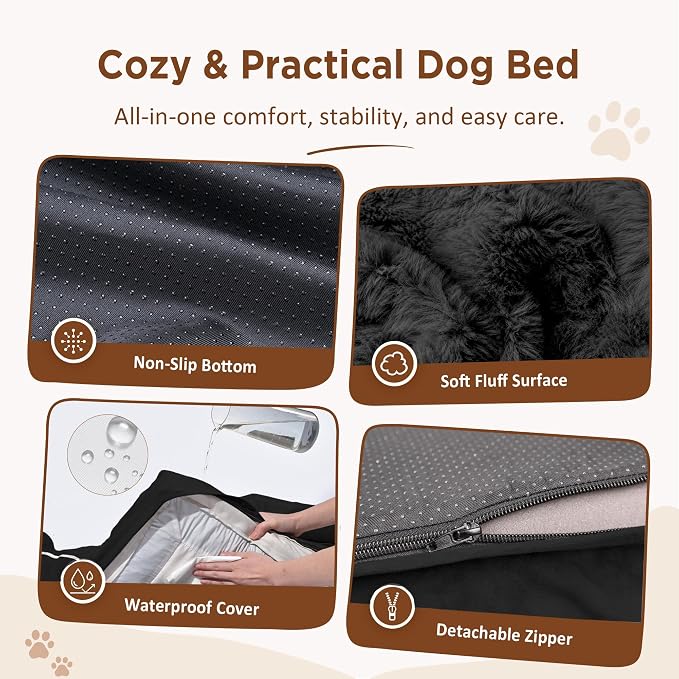 Comfort Expression Orthopedic Dog Bed for Extra Large Dogs with Bolster | Waterproof Dog Couch Bed with Washable Cover & Non-Slip Bottom, Supportive Egg Crate Foam XL Pet Bed, 48x30 Inch - Image 4
