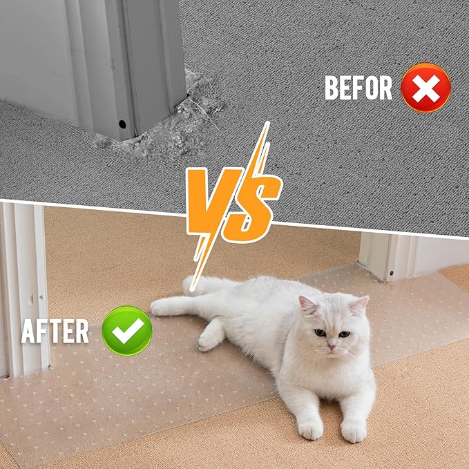 Uross Carpet Protector for Pets 3.28FT-Cat Carpet Protector for Doorway, Anti Cat Scratch Plastic Mat, Under Door Cat Scratch Floor Protector Carpet Scratch Stopper - Image 3