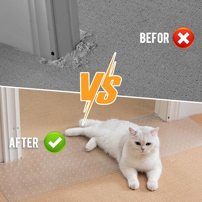 Uross Pet Protector Mat for Doorways - 6.56FT, Anti-Scratch Plastic, Protects Carpet from Cat Scratches - Image 3