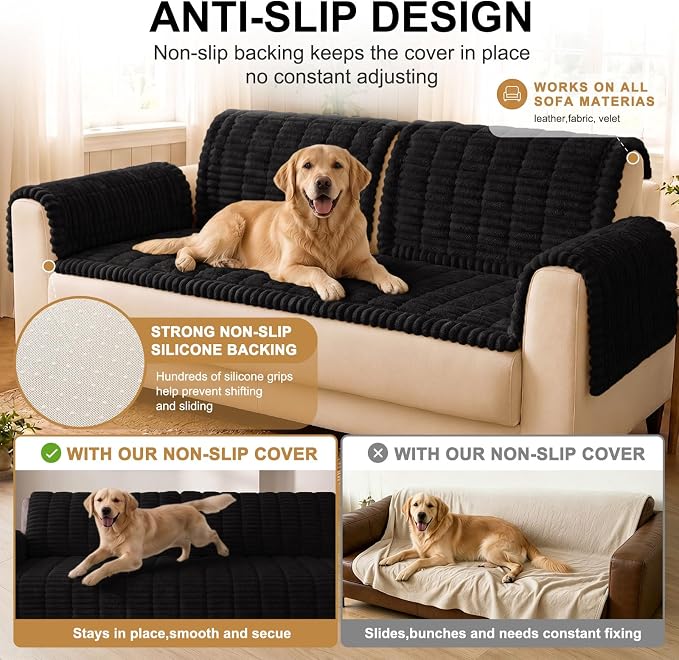 Smiry Couch Cover for Dogs, Non Slip Washable Sofa Protector for Pets | Soft Furniture Cover for Leather & Fabric Couches, Cozy Protect Against Fur, Dirt & Messes, Pet Friendly, 35.4"x63" - Image 10