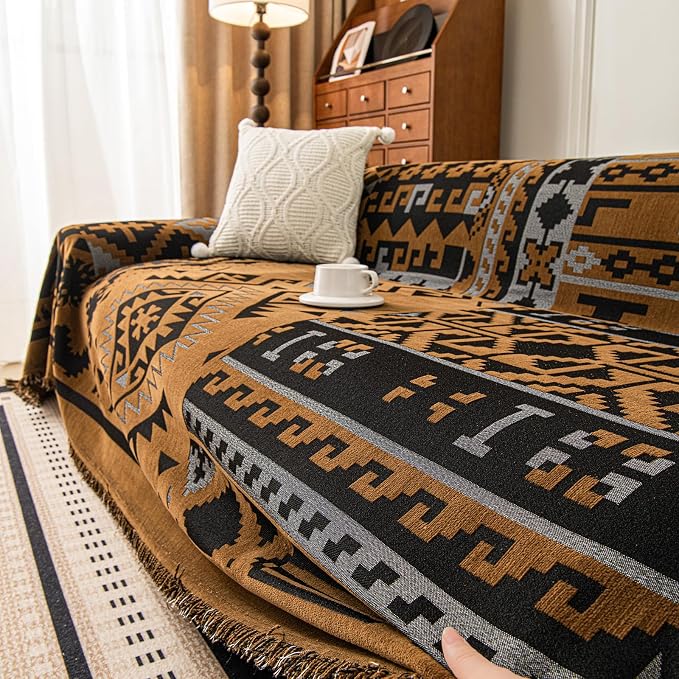 ROOMLIFE Couch Cover 3 Cushion Sofa, Washable Non Slip Furniture Sofa Protector Cover, Soft Chenille Sofa Slipcovers Sectional L Shape Dogs Couch Cover Throw Blanket with Tassels 71''X118'' - Image 5