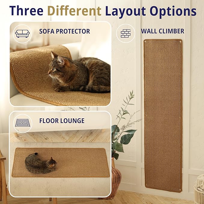 Cat Wall Climbing Carpet - Cat Wall Climber 67" x 17.5" with Fixed Nails – Scratching Rug Wall Scratchers for Indoor Cats | Climbing Wall Carpet | Scratching Mat. - Image 3