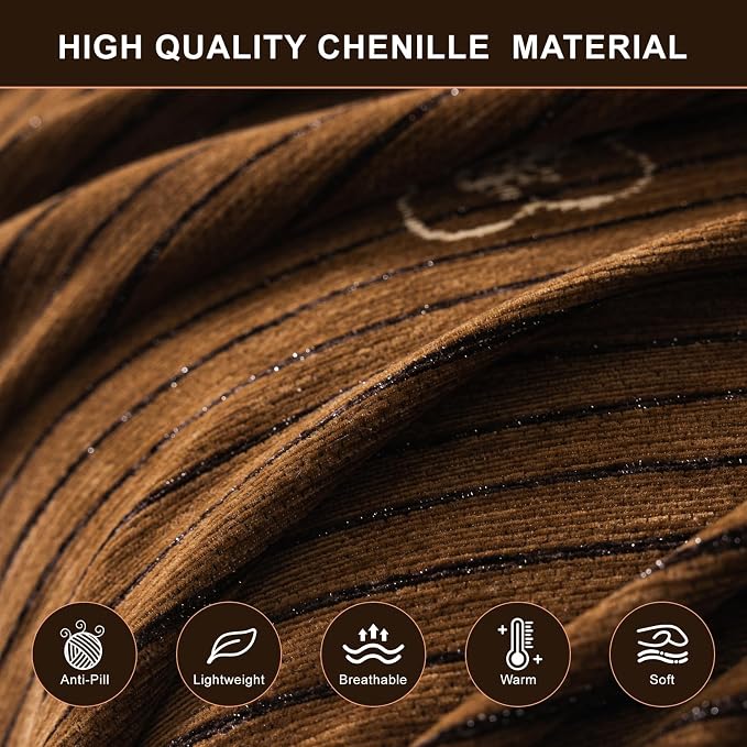ROOMLIFE Boho Couch Covers Brown for 3 Cushion Sofa, Chenille Couch Cover Sectional Sofa Cover for Dog, Washable Furniture Sofa Protector Cover Soft Blanket with Tassel for Living Room, 71 '' X 150'' - Image 2