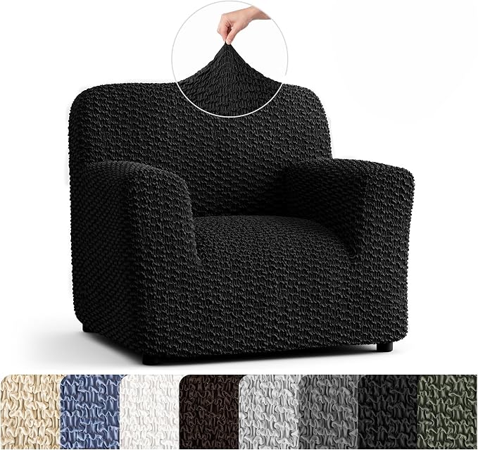 PAULTO BY GA.I.CO. Stretch Sofa Slipcovers – Soft Elastic Fabric Couch Cover for Armchair Loveseat 3-Seater & 4-Seater Sofa Cover – Non-Slip Furniture Protector Washable - Black (21"-39" Wide) by PAULATOBYGAICO