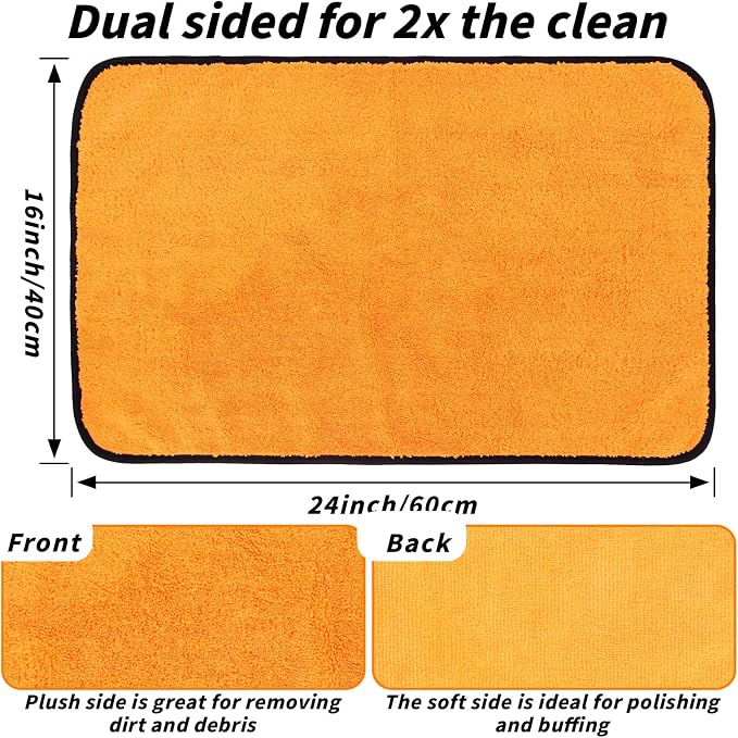 20 Pack Microfiber Car Drying Towel, 24 x 16 Inch Car Microfiber Cleaning Towels Bulk, Lint-Free, Quick Drying, Dual-Sided Detailing Buffing Polishing Waxing Soft Towels for SUV, Truck and Boats - Image 3