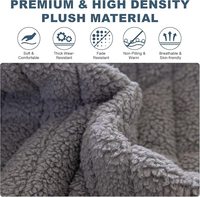 OTOB Sofa Covers for 3 Cushion Couch Washable, All Seasons Fuzzy Non Slip Kids & Pet Friendly Dog Bed Mats Couch Cover, Soft Plush Sofa Slipcovers Furniture Protector (Light Gray, 27.6" x 70.9'') - Image 3