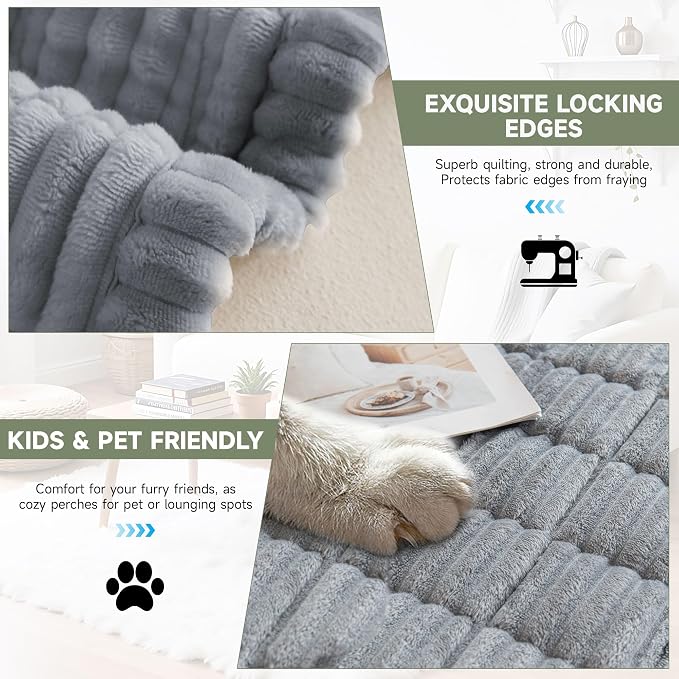 OTOB Dog Couch Cover Washable Non Slip Pet Friendly Sofa Couch Protector | Light Gray, 27.6" x 70.9", All Seasons, Soft Fuzzy Plush, Sofa Covers for Pets, Breathable, Thick Wear-Resistant - Image 4