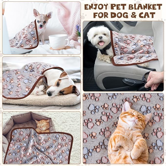 Chumia 1 Pcs Dog Blankets Soft Fluffy Fleece Washable Puppy Sleep Blankets Small Mat for Pets Throw Warm Bed Mat for Dog Puppy Cat (Black,Paw) - Image 6