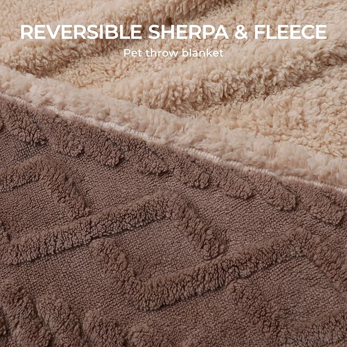 Luciphia Waterproof Dog Blanket, Reversible Sherpa Fleece for Couch Cover | Reversible waterproof pet blanket soft fleece machine washable protect couch bed, Khaki-thicken 65" x 57" - Image 9