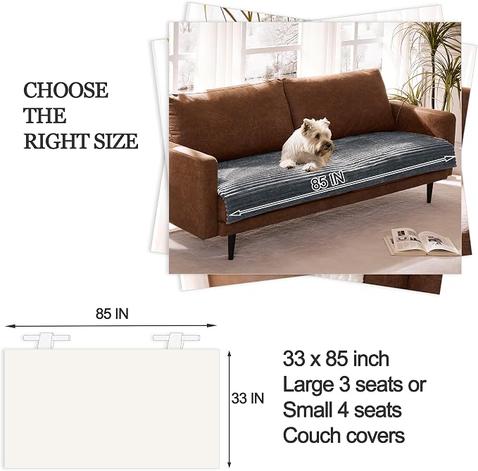 Dual Non-Slip Couch Cover for Dogs Waterproof, Fuzzy Soft Pet Couch Covers for Sofa 3 Cushion, Pet Friendly Soft Dog Bed Covers Sofa Cover Washable (Titanium Gray, 33" x 85" 1 Pack) - Image 6