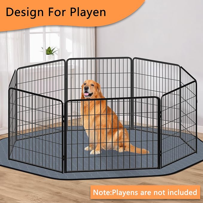 Bunlitent Washable Pee Pads for Dogs, 63'' Diagonal Octagon, 2 Pack, Grey | Designed for 24'' Width 8 Panels Dog Playpen, Non-Slip, Super Absorbent, Reusable, Waterproof, For Dog Playpen, Crate, Car - Image 2