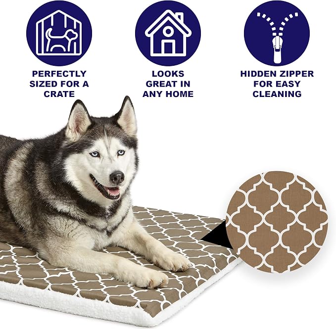 MidWest Homes for Pets Quiet Time Teflon Defender Dog Beds; Pet Beds Designed to Fit Folding Metal Dog Crates, Brown & White Geometric Pattern, 36-Inch - Image 2