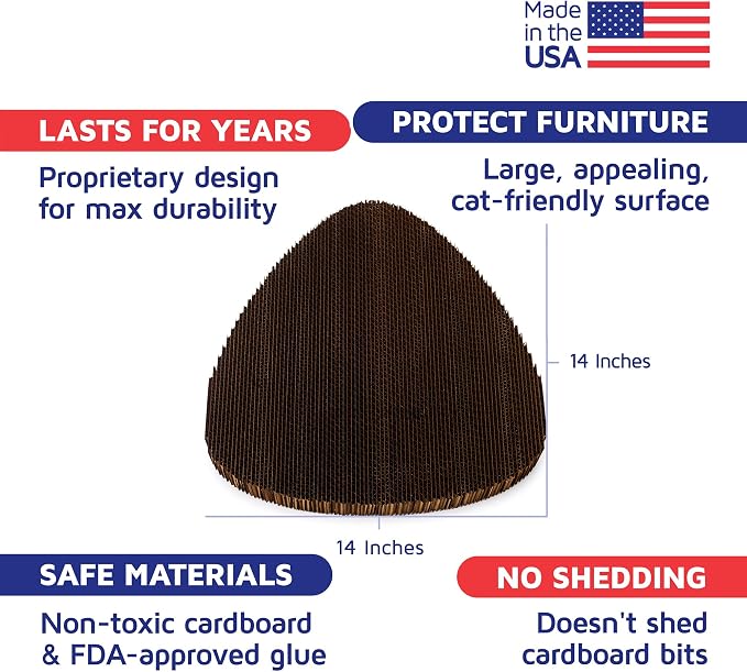 Cat Scratcher by Americat – Made in USA Cardboard Scratching Pad & Lounger – X Large, 2-Sided, Heavy, No-Shedding, Long-Lasting (Corner) - Image 2