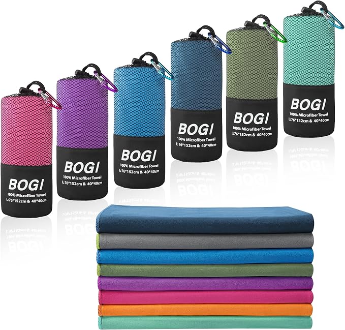 BOGI Microfiber Travel Sports Towel-Quick Dry Travel Towel,Soft Lightweight Absorbent Compact Sports Towel for Camping Gym Beach Bath Yoga Swimming Backpacking (M:40''x20''-Mint) by BOGI