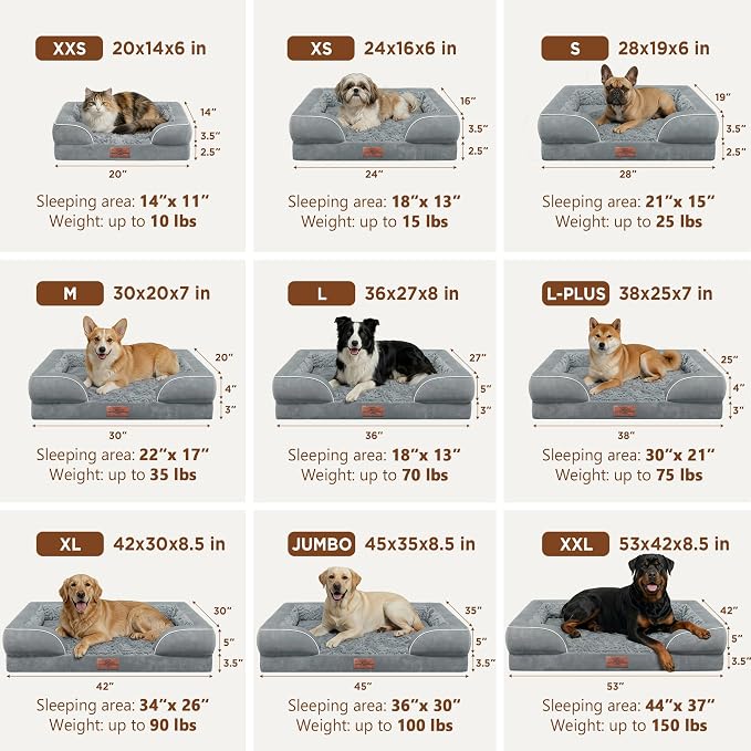 Comfort Expression Orthopedic Dog Beds for Large Sized Dog with Bolster | Waterproof Dog Couch Bed with Washable Cover & Non-Slip Bottom, Supportive Egg Crate Foam Large Pet Bed, 36x27 Inch - Image 8