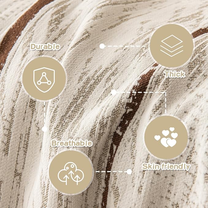 MEETSKY Boho Couch Covers for Sofa, Couch Covers for Dogs, Modern Sofa Slipcover for Sectional Sofa Covers Washable, Chenille Blend Thick Fabric Couch Blanket Cover for Living Room, 71" x 118", Beige - Image 3