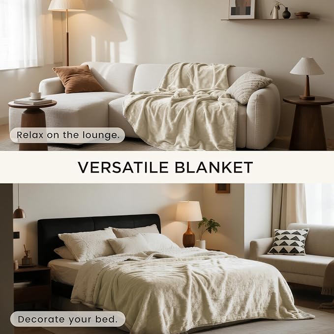 gogobunny Waterproof Bed Blanket, Reversible Sherpa Fleece Throw Blanket for Dog Puppy Cat, Furniture Cover Protects Bed Couch Sofa from Liquid Pee and Pet Fur (Cream, 90x108 inches) - Image 7