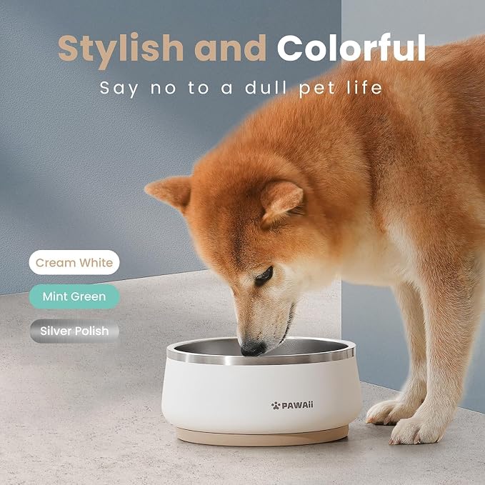 Pawaii Dog Bowl,68 oz Stainless Steel Food and Water Bowl,ID Tag,1 Pack | Double-Wall Design,Non-Slip Rubber Base,Dishwasher Safe,Smooth Open Design, Not a Slow Feeder,Easy-Rinse Interior - Image 6