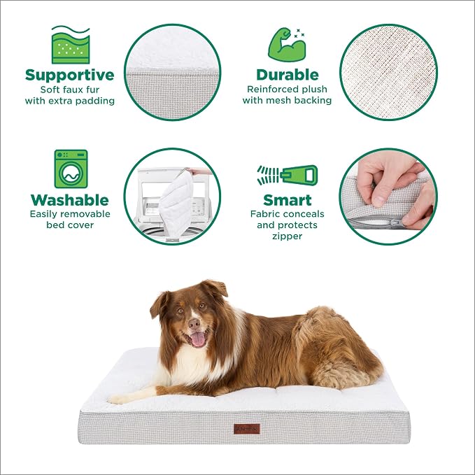 Furhaven Orthopedic Dog Bed – Classic Cushion with Plush Tufted Top, Supportive Foam Mattress, Removable Washable Cover, Joint Relief - Gray, Medium - Image 7