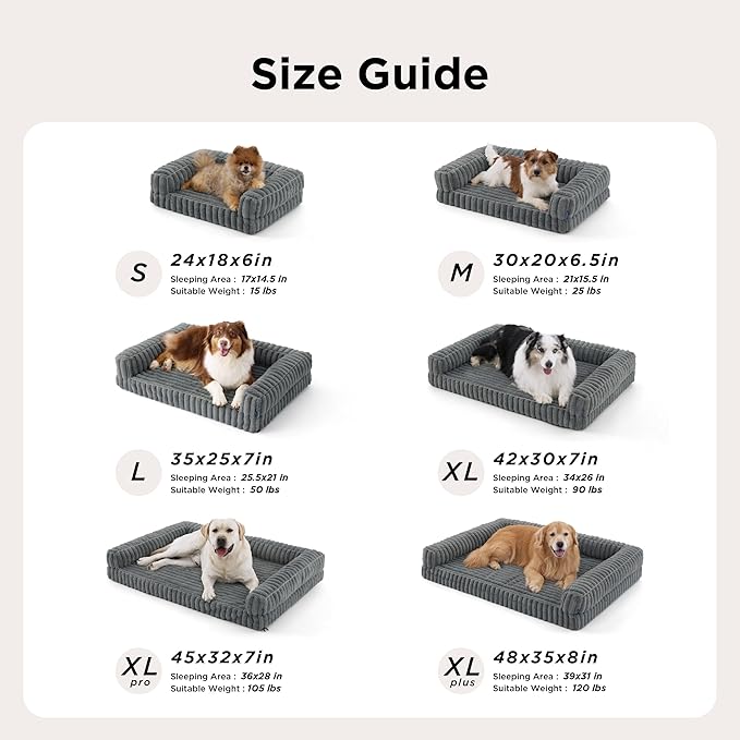 Bedsure ComfyFleece™ Orthopedic Dog Bed for Medium Dogs, Waterproof Memory Foam Medium Pet Beds with Sides, Non-Slip Bottom and Egg-Crate Foam Dog Couch Sofa with Washable Corduroy Cover, Grey - Image 6