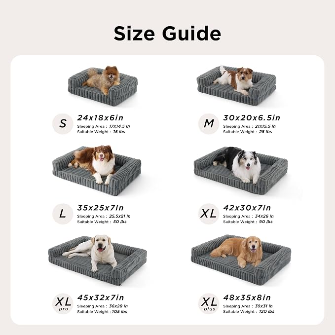 Bedsure ComfyFleece™ Orthopedic Dog Bed for Small Dogs, Waterproof Memory Foam Small Pet Beds with Sides, Non-Slip Bottom and Egg-Crate Foam Medium Dog Couch Sofa with Washable Corduroy Cover, Grey - Image 6