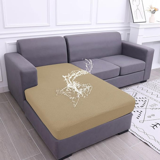hyha Waterproof Sectional Couch Covers, Non Slip Sofa Cushion Covers | L Shape Sectional Fit, Stretch Jacquard Fabric, Elastic Bottom, Waterproof Protection (1 Piece for Chaise) by hyha
