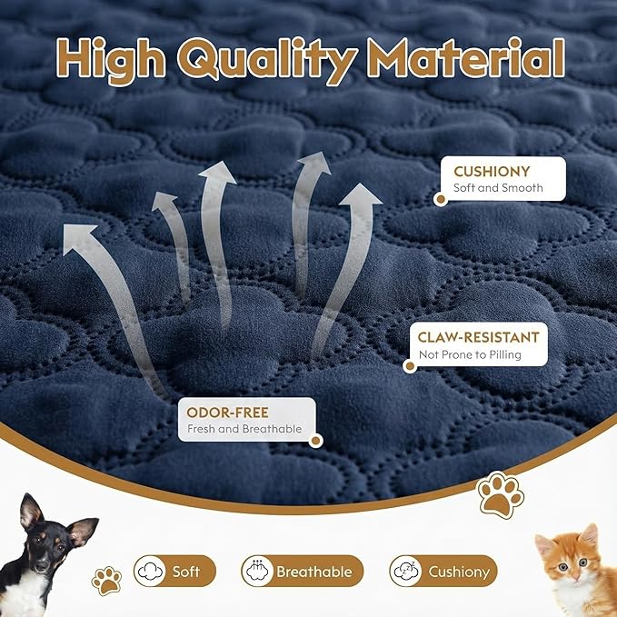 FunFurry Waterproof Dog Blanket, Couch Cover for Dogs Washable, Reversible Dog Bed Cover, Couch Furniture Protector. (Dark＆Light Blue, 82 X 120 Inch - 1 Pack) - Image 5