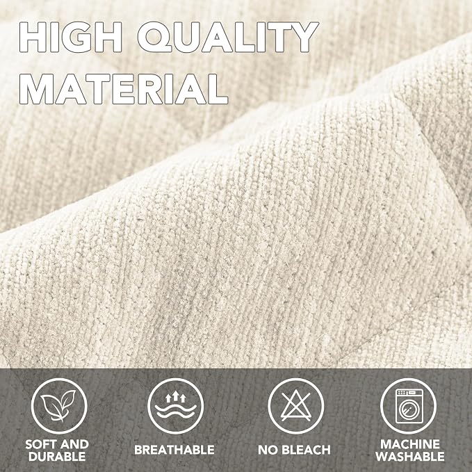 H.VERSAILTEX Couch Cover Chenille Pet Fuzzy Sofa Covers for 3 Cushion Couch Anti Slip Washable Sofa Slipcovers with Strap Soft Couch Protector Cover for Dogs Cats Kids(27.6" x 82", Ivory) - Image 3