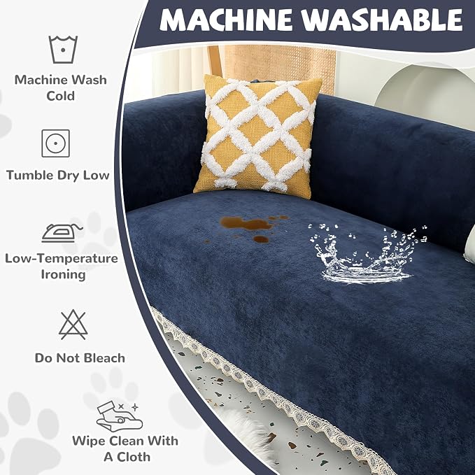 Waterproof Non-Slip Couch Cover for Pets, Navy Blue 71" x 134" | Dogs Sofa Cover, Washable, Pet Friendly, Anti Cat Scratch, Furniture Protector, for 3 Cushion Couch Sectional L Shaped Sofa - Image 8