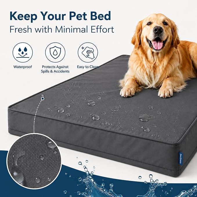WNPETHOME Outdoor Waterproof Dog Bed Large Sized, Washable Creat Pad 30" | Outdoor & Indoor Use, For Large Sized Dog, Removable Washable Cover, Egg Crate Foam Orthopedic Dog Mat, Up to 35 lbs - Image 3