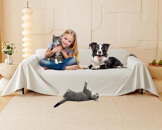 Loiion Cat Scratch Proof Furniture Protector Waterproof Sofa Cover 150"x71" | Pet-Friendly Couch Protector, Anti-Scratch & Anti-Slip Sofa Cover For Cats Dogs Kids, Machine Washable by Loiion