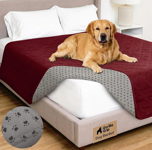 GORILLA GRIP® Waterproof Dog Blanket, 82x82, Leakproof Couch Cover for Dogs, Silicone Grip Backing, Protects Sofa, Sectional, Bed, Crate, Car & RV, Tear-Resistant Washable Senior Pet Blanket, Burgandy by Unknown