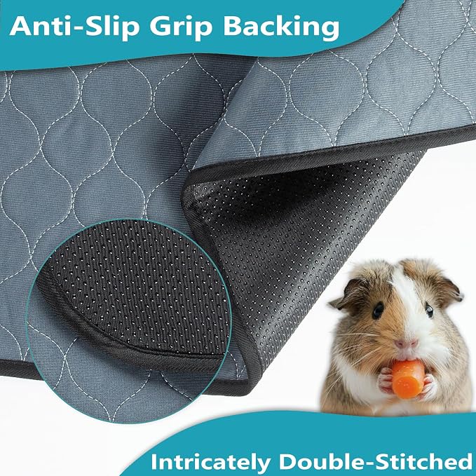 Bunlitent Washable Guinea Pig Cage Liner, 24x47 (3 Pack), for Small Animals | Waterproof, Reusable, Anti Slip, Guinea Pig Bedding Fast and Super Absorbent Pee Pad for Midwest Cage Area, Grey - Image 3