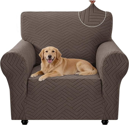 Stretch Sofa Cover Non-Slip Washable Furniture Protector | Stretch, 31"-46".Soft, Non Skid Foam, Elastic Bottom, Machine Washable, for Kids & Pets, Couch & Sofa, Light Coffee by YSTELLAA