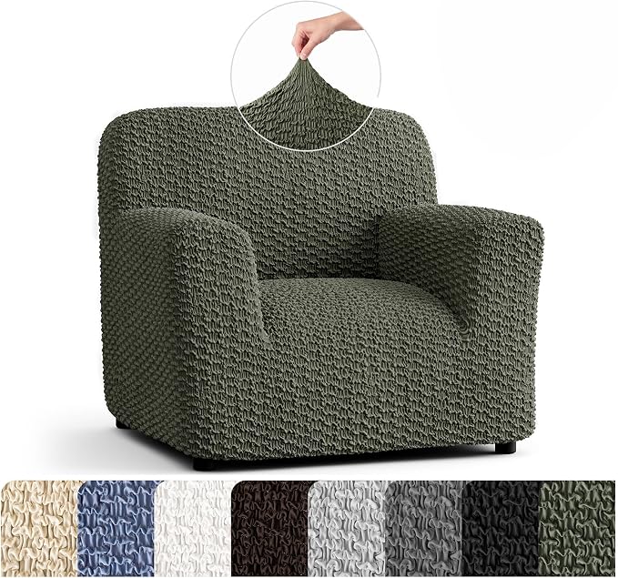 PAULTO BY GA.I.CO. Stretch Sofa Slipcovers – Soft Elastic Fabric Couch Cover for Armchair Loveseat 3-Seater & 4-Seater Sofa Cover – Non-Slip Furniture Protector Washable - Moss Green (21"-39" Wide) by PAULATOBYGAICO