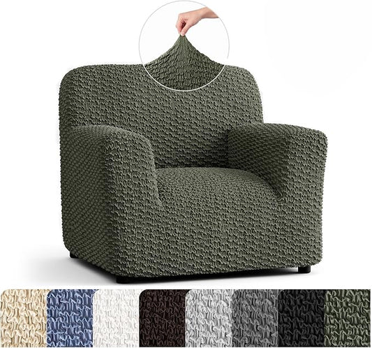 PAULTO BY GA.I.CO. Stretch Sofa Slipcovers – Soft Elastic Fabric Couch Cover for Armchair Loveseat 3-Seater & 4-Seater Sofa Cover – Non-Slip Furniture Protector Washable - Moss Green (21"-39" Wide) by PAULATOBYGAICO