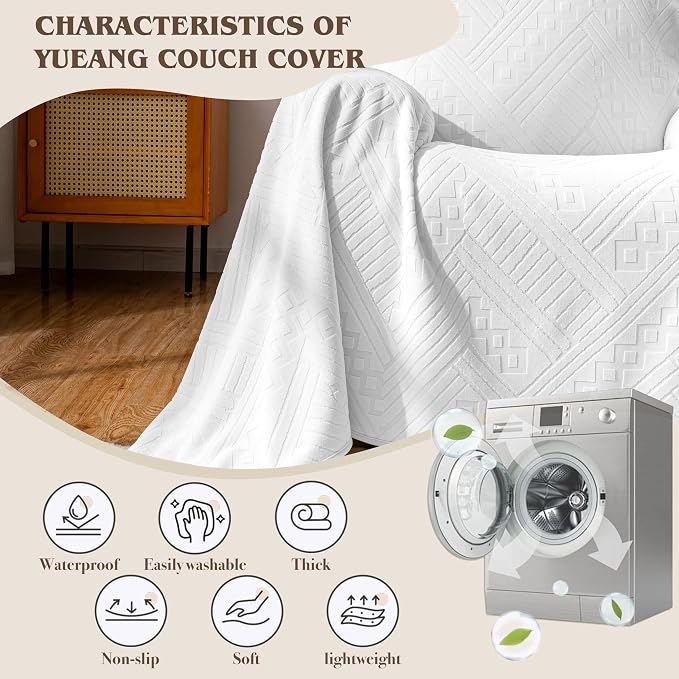 Waterproof Recliner Cover, Anti-Slip Reclining Chair Covers, Pet-Friendly, Washable, Durable and Breathable Couch Covers – Reversible Design for Sofa Protection(71x71in/White) - Image 7